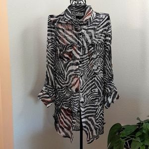 ABS Allen Schwartz sheer hi-lo blouse.